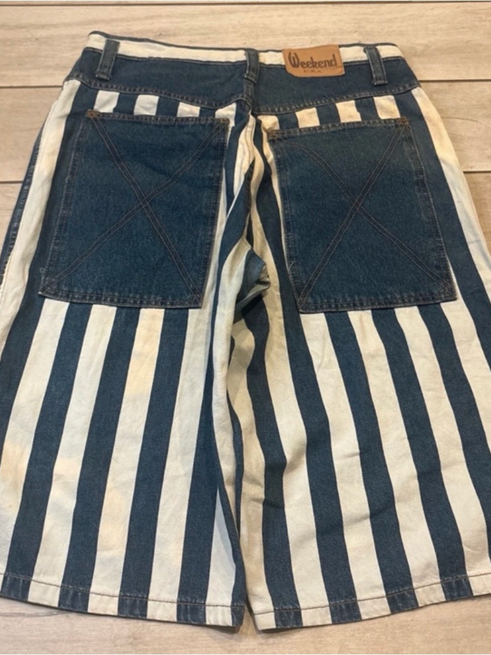 Weekend Y2K Pin Striped Blue & White Jean Jorts